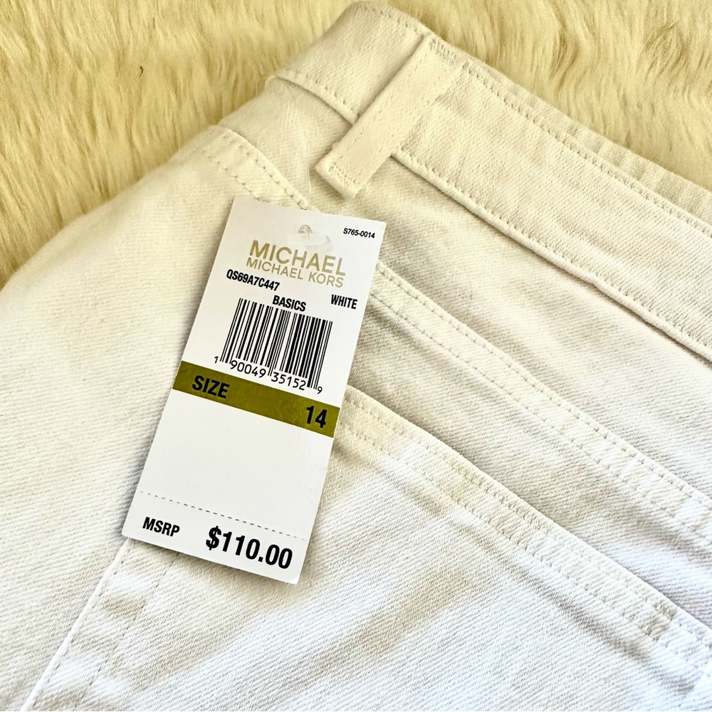 NWT MICHAEL Michael Kors White Denim Capri Pants Size 14